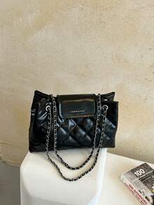 Autumn/Winter New Diamond Quilted Chain Women's Bag, Fashionable Shoulder Bag, Large Capacity, Versatile Commuter Crossbody Bag - Black - View 8