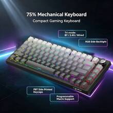 HXSJ New X81 81 Key Tri Mode Wired Wireless Mechanical Keyboard, White Switch, Hot Swappable, PBT Side Printed Gradient Keycaps, RGB Backlit, Built In 8000mAh Battery With Volume Knob, For Home, Gaming Office Use - View 4