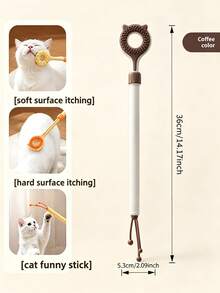 3-In-1 Cat Grooming Tool, Thickened Telescopic Design, With Double-Sided Massage/Scratching Stick And Interactive Cat Teaser, Suitable For Indoor Cats, Gently Removes Loose Fur - Multicolor - View 10