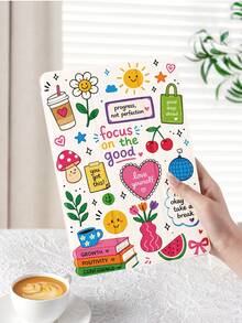1pc Cute Element Collage Slogan Pattern Tablet Protective Case, Tri-Fold Stand Protective Shell, Compatible With IPad 10.2 Inch 10th/11th Gen (A16) / Air 8 2026 (11-Inch), Air 4th 10.9 Inch, With Pen Slot Storage, Supports Sleep/Wake, Compatible With Samsung, , And . - Multicolor - View 3