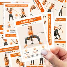 24Pcs Dumbbell Workout Exercise Flash Cards, Home Full Body Strength Training Instruction Guide Cards, Beginner & Intermediate Fitness Posture Reference Cards For Women, Indoor Gym Daily Workout Supplies - H2607121 - View 2