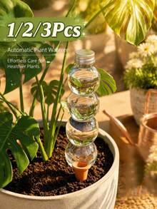 1/2pcs New Large Capacity Automatic Watering Device, Transparent Self-Absorbing Water Ball With Clay Tip, Slow Release Drip Irrigation Plug For Potted Plants, Home Gardening Hands-Free Watering Tool - Multicolor - View 2