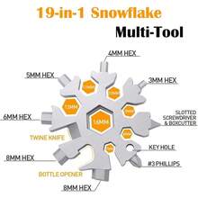 Alat Multifungsi Snowflake 18-in-1, Eksklusif untuk Pria, Gadget Kemah Keren, Hadiah Liburan - kepingan salju - View 5