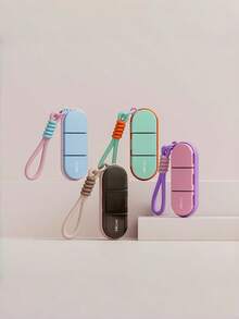 [Portable Pill Box]Dopamine Color Portable Woven Lanyard 3-Compartment Pill Box, With Sealing Ring, Waterproof And Moisture-Proof, Independent Compartment Design, Suitable For Carrying Health Supplements And Vitamins - View 9