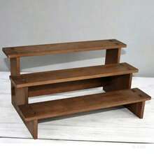 1pc Solid Wood Display Stand For Blind Box Figures, Dolls, Jewelry, Antique Collectibles, Stones, Bracelets, Perfume, Cupcake - Coffee Brown - View 3
