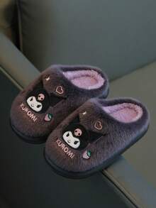 SANRIO Sandal Rumah Dalam Ruangan Anak Perempuan Musim Gugur/Dingin, Sandal Rumah Modis Motif Kartun Lucu Nyaman dan Hangat - Hitam - View 12