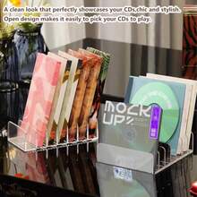 Paquete de 2 soportes de CD de acrílico transparente, caja de almacenamiento de DVD y CD, soporte de almacenamiento de discos de vinilo, capacidad para hasta 14 fundas de CD estándar para - Multicolor - Ver 6