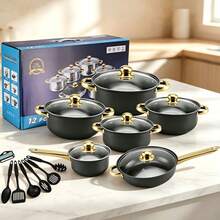 18-Piece Ceramic Non-Stick Pots & Pans Set, Oven & Dishwasher  Complete Kitchen Cookware. Healthy Cooking, Easy Clean. - View 3