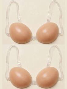 1Pc Breathable Skin-Friendly Washable Self-Adhesive Invisible Bra, Front Closure Deep V Shaping Pasties For T-Shirts Low-Cut Tops Wedding Backless - Apricot - View 13