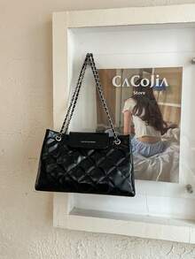 Autumn/Winter New Diamond Quilted Chain Women's Bag, Fashionable Shoulder Bag, Large Capacity, Versatile Commuter Crossbody Bag - Black - View 10