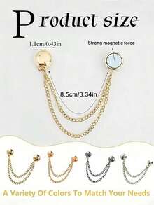 2pcs Multi-Function Magnetic Clothing Clips With Chain Attachment, Metal Button Clips For Quick Fixing Of Clothing, Scarves, Shirt Collars, Cuffs And More, With Magnetic Pin - Multicolor - View 6