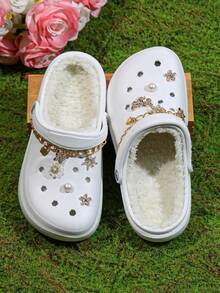 CIVHOM Women's Winter Plush Lined Garden Clogs, EVA Soft Sole Comfortable Home Slippers, Slip-On Design, Ideal Gift For Halloween And Christmas - White - View 4
