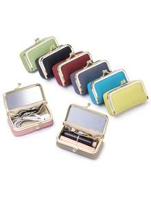 1 buah Kantong Penyimpanan Perhiasan Wanita, Tas Earphone Kulit Asli Kecil, Kotak Aksesori Cincin Kalung Anting, Dompet Koin Mini, Tempat Lipstik dengan Cermin - MultiWarna - View 7
