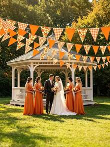36pcs Autumn Pumpkin Maple Leaf Triangle Bunting Banner, Easy To Assemble, Perfect For Autumn Wedding, Birthday, Yard Decoration, Thanksgiving Party Decoration Banner, Create Autumn Atmosphere, Single-Sided Print - A - View 4