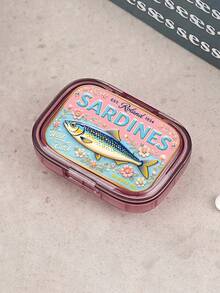 Canned Sardine Square Medicine Box, Portable Medicine Storage Compartment, Mini Transparent Storage Box, Portable Jewelry And Medicine Box, Travel Medicine Box, Large Compartment, Weekly Medicine Sorting Box, Suitable For Daily Medicine And Vitamins - Multicolor - View 17