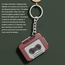 New Mini Retro Cassette Tape Recorder Keychain, Playable Music Recording, Fun Compact Portable Pendant, Button Battery, Best Gift For Christmas, Halloween And Birthday - Blue - View 4