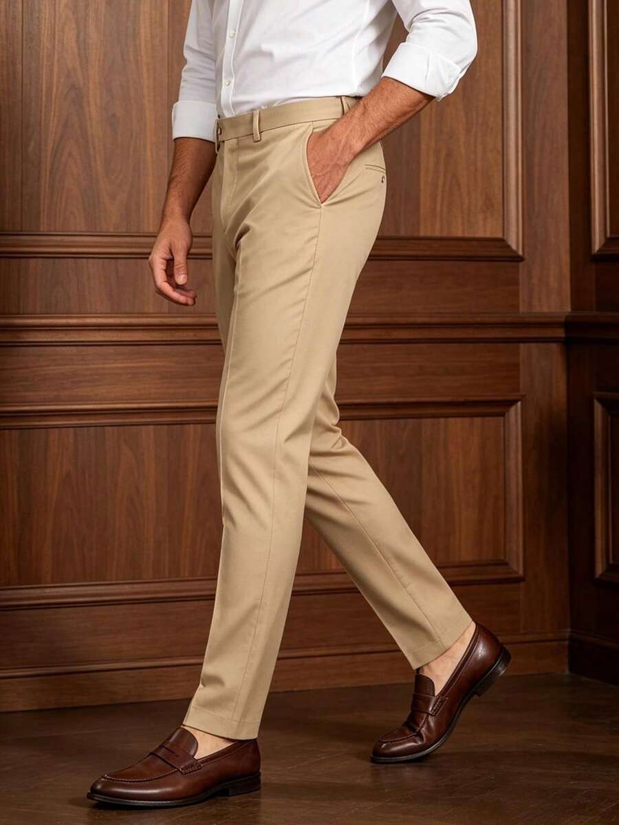 Pants For Men Plain Suit Pants For Men, Men Clothes Suitable For Commuting, Leisure And Business Travel - Champagne - View 1