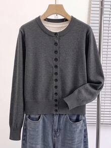 GIGOGOU Autumn/Winter Fashion Women's Knit Casual Cardigan, Soft & Comfortable Long Sleeve Sweater Jacket - Grey - View 6