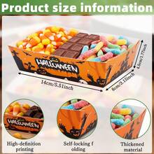 12/24pcs Halloween Disposable Paper Trays, Pumpkin Pattern Serving Trays, Dessert Boxes, Snack Boxes, Halloween Party Tableware, Suitable For Snacks, Candy, Halloween Use - Easy Folding Assembly - Multicolor - View 2