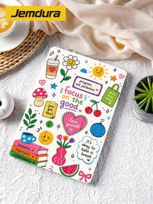 1pc Cute Element Collage Slogan Pattern Tablet Protective Case, Tri-Fold Stand Protective Shell, Compatible With IPad 10.2 Inch 10th/11th Gen (A16) / Air 8 2026 (11-Inch), Air 4th 10.9 Inch, With Pen Slot Storage, Supports Sleep/Wake, Compatible With Samsung, , And . - Multicolor - View 2