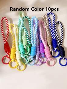 10/20Pcs Random-Colorful Nylon Rope DIY Handmade Weaving Set,Material For Woven Keychains And Backpack Ornaments,Great Choice For Valentine's Day Gift - Striped Nylon Rope With Buckle - View 8