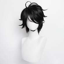 YEWELL Yeviel Black Side Part Cosplay Wig, Role Play Headpiece, Daily Series, Japanese Cosplay Headpiece Series, Multi-Style Interpretation, Cartoon Anime, Suitable For Private Party, Daily Role Play, Halloween - Black - View 2