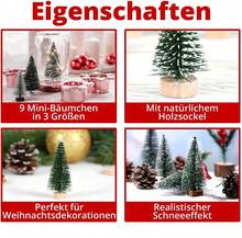 Green Artificial Mini Christmas Tree, 9-Piece Set, 10/16/22 Cm, Small Christmas Decoration For The Table, DIY Christmas Tree, Suitable For Mannequins And Festive Decoration - Green - View 3