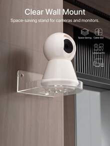 No-Drill Wall-Mounted Camera Shelf, Transparent Self-Adhesive Security Camera Bracket With Cable Management, Space-Saving Small Floating Shelf For Home, Office, Bedroom - A - View 3