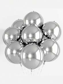 1 buah Balon Foil Metalik Perak/Emas/Emas Mawar, Balon Bulat 4D untuk Dekorasi Pernikahan dan Pesta Ulang Tahun - beraneka warna - View 7