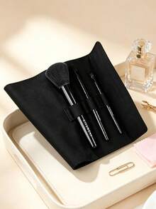 GIVENCHY Makeup Brush Set With Printed Brush Pouch, 3 Pieces, Portable And Durable, Suitable For Travel, With Brand Logo Design, Soft Brush Hair, For Personal Use And Gift Giving, GIVENCHY‑GIFT‑15/16 - Black - View 3