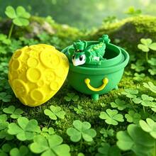 Cute 3D Printed Clover Dragon + Dragon Egg Model Set Plastic Toy Ornament Desktop Decor Sculpture Holiday Gift - Multicolor - View 10
