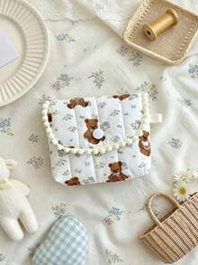 Cute Quilted Coin Purse Women's Earphone Storage Pouch Small Storage Bag Sweet Dot & Plaid Bear Pattern Pouch For Earbuds Lipstick Small Accessories - Multicolor - View 10