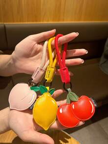 Cute Fruit PU Leather Material Peach Lemon Cherry Cartoon Pendant, Creative Bag Charm Keychain, Girlfriend Gift - Multicolor - View 3
