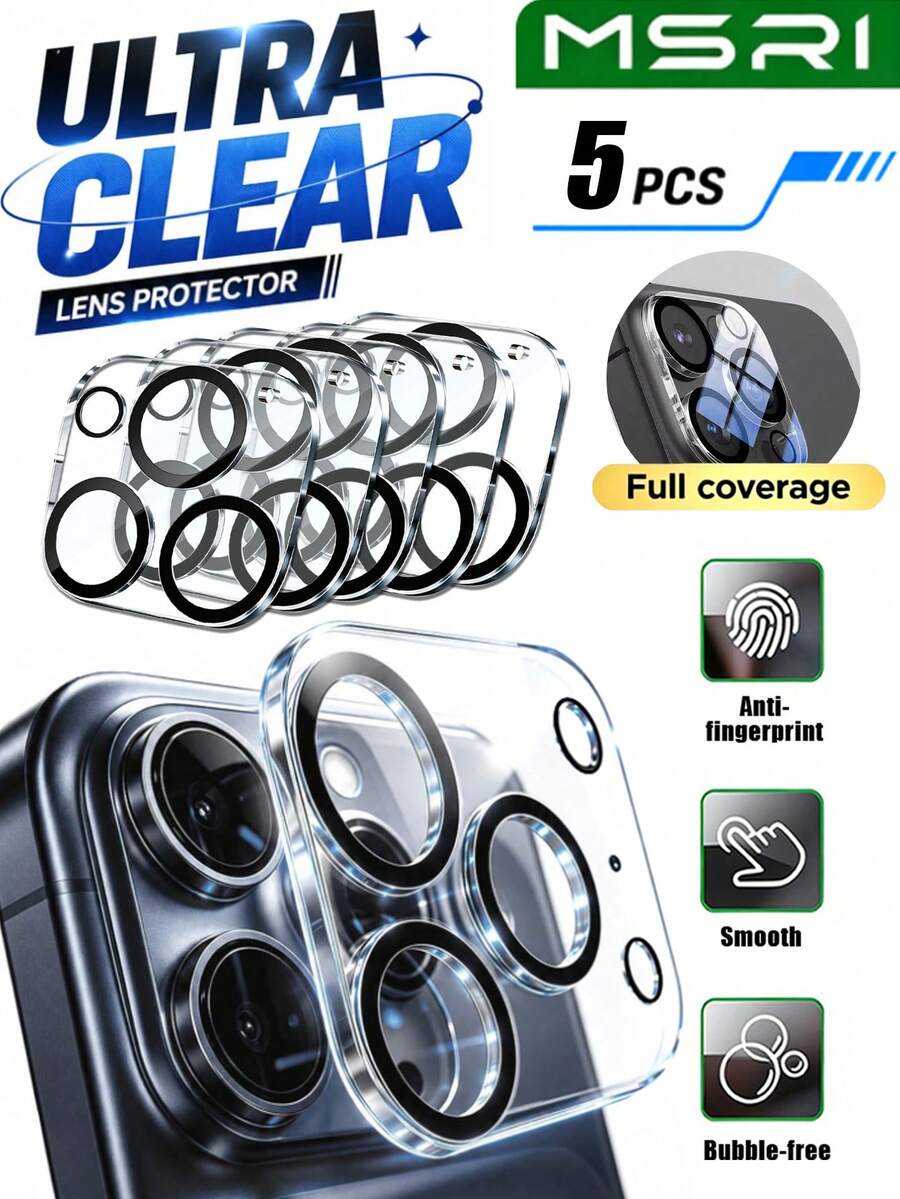 5pcs/Pack, One-Piece Lens Protector, Full Coverage Lens Protection, Anti-Drop, Anti-Scratch, High Definition, Smooth, 9H High Hardness, Compatible With Phone Cases, Compatible With IPhone UItra/18 Promax/18 Pro/18/11/12/13/14/15/16/17/17e/17pro/17pro Max Series