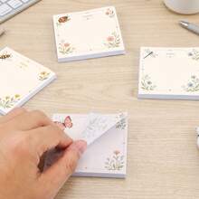 4 Packs 200 Sheets Floral & Insect Sticky Notes 75x75mm 3x3in, Butterfly Bee Ladybug Dragonfly Plant Self-Adhesive Memo Pads, Cute To-Do List Desktop Reminder Stickers For Planner Journal School Office Stationery - 75 X 75 mm - View 8