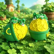 Cute 3D Printed Clover Dragon + Dragon Egg Model Set Plastic Toy Ornament Desktop Decor Sculpture Holiday Gift - Multicolor - View 9