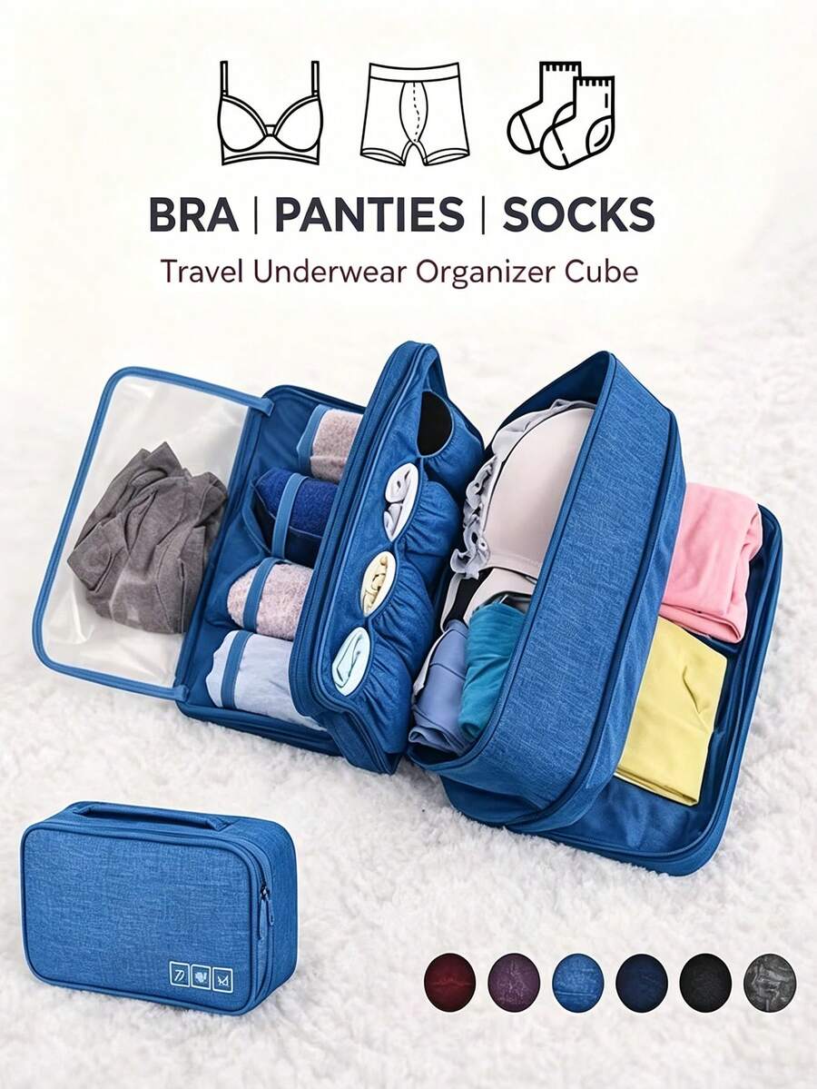 Portable Cationic Underwear Storage Bag, Used For Storing Bras, Panties And Intimate Apparel, Essential For Daily Use And Travel Vacation - Multicolor - View 1