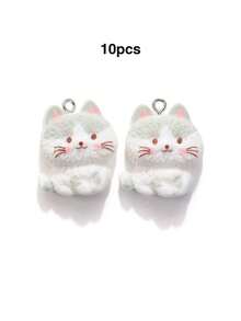 10/20/100pcs Resin Jewelry Accessories Cat Holding Fish Kitten Pendant DIY Handmade Bracelet Keychain Necklace Charm - Kitten - View 21