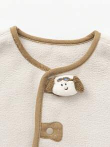 Balabala Baby Boys Vest With Cute Cartoon Decor Belly‑Protecting Outer Waistcoat For Autumn Winter - Light Khaki - View 6