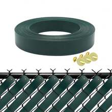 - Green Chain Link Fence Privacy Slats Tape W/Brass Fasteners, Green, 1.8 In X 250 Ft - as pic - View 1