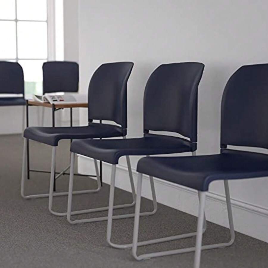 Hercules Stack Chair, Gray - Navy - View 1