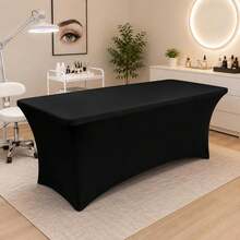 1pc Rectangular Table Spandex Tablecloth (White/Black), Fitted Stretch Tablecloth, Professional Elastic Spa Bed Cover, Massage Bed Cover, Wrinkle-Resistant Elastic White Tablecloth, Washable Spandex Tablecloth Protector, Beauty Salon, Tattoo Bed Cover, Suitable For Party, Wedding, Cocktail Party, Banquet, Holiday Events - A - View 9