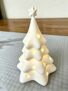 Christmas Tree-Shaped Lampshade, Nightlight Cover, Holiday Decoration, Star-Cutout Ambient Light Shade; Minimalist 3D-Printed Christmas Tree Lampshade-A Creative Tabletop Ornament For The Bedroom. - Multicolor - View 6