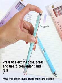 5pcs Gradient Color Neutral Pen Set, Includes 5 Pens + 10 Refills, 0.5mm Steel Nib Quick-Dry Retractable Pens, Suitable For School And Office Cute Aesthetic Writing - Gradient Gel Pen Set - View 9