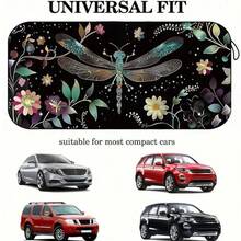 1pc Beautiful Dragonfly Car Sunshade, Made Of Polyester Fiber, Durable 190T Material Blocks UV Rays And Provides Heat Protection For Car Interior, Suitable For Various Car Models Front Windshield, Features Heat Insulation And Privacy Protection, Keeps Your Car Cool, Foldable For Easy Storage - Beautiful Dragonfly - View 4