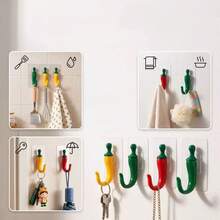 1pc Chili Pepper Hook, Strong Adhesive No-Drill Wall Hook, Entryway Key Hook - View 4