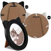 1pc Black Round Cat Photo Frame With Ear Design | Cute Photo Frame, Suitable For Desktop Display, Wall Display, Photo Desktop Display, Wall Hanging Display, Home Decor - Black 1pc - View 4