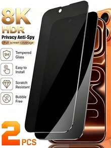 2pcs 17/16 Pro Max/16 Plus/15 Pro Max/14/13/12/11 Anti-Peeping Privacy Screen Protector, AR Transparency Enhancement Technology, No Color Distortion, 3D Curved Edge, More Comfortable Touch - Black - View 44