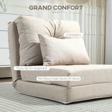 Schlafsofa/Sessel, 1-Sitzer mit 1 Kissen und verstellbarer Rückenlehne, beige - Verschiedenfarbig - Übersicht 8
