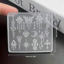 Beautizon Nailartlab Various Long And Short Carved Sword/Saber/Sword Hilt Silicone Molds And Tassel Butterfly, Key, Crescent Moon, Scissor, Snowflake, Vine Pattern Silicone Molds, Dark Vintage Style Embossed Mold Decorative Accessories, Zero Damage Demolding, Delicate And Three-Dimensional Texture, Essential Supplies For Nail Salons - Multicolor - View 11